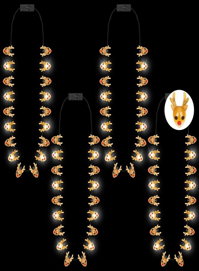 Traplace 4PCS Light Up Christmas Necklaces, Deer Bulb Christmas Light Necklace Accessories, 3 Flash Modes Xmas Light Deer Necklace Wearable Christmas Lights for Xmas Decorations Ugly Sweater Holiday Decor - Image 1